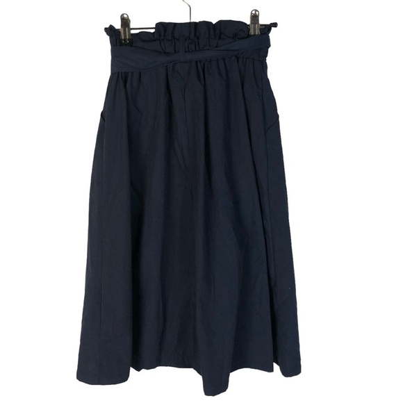 Boutique Navy Blue High Waist Button Front A-Line Midi Skirt XS - Picture 2 of 4